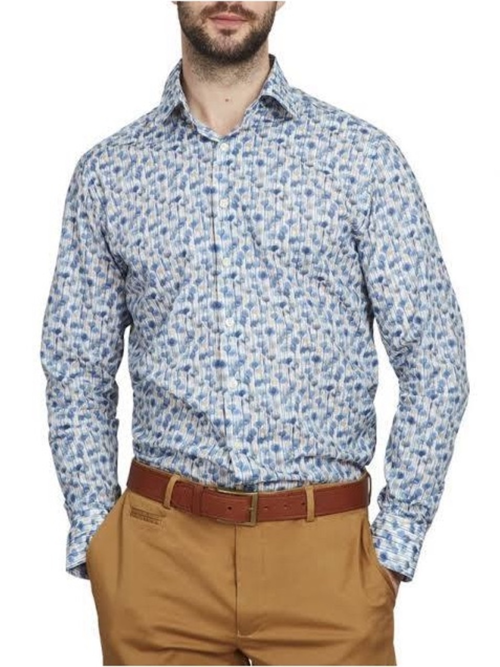 Simon Carter London White Floral 16 Slim Fit